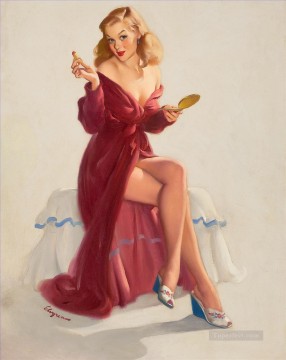woman looking up Painting - lips pin up